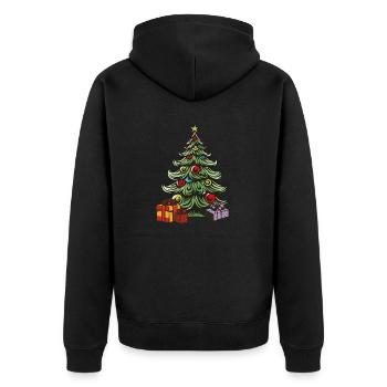 tannenbaum weihnachten - Unisex Premium Bio Zip Hoodie - Schwarz - Hinten - Nico (187cm)