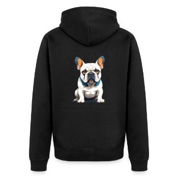 Bouledogue français Vector Art Illustration en couleur - Veste à capuche bio Premium Unisexe - noir - Dos - Nico (187cm)
