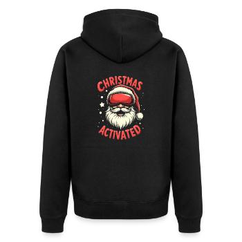 Weihnachtsmann mit Skibrille - Unisex Premium Bio Zip Hoodie - Schwarz - Hinten - Nico (187cm)