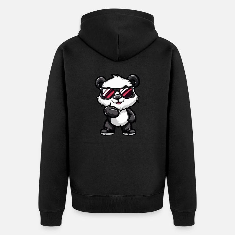 Panda Bande Dessinée Cool - Veste à capuche bio Premium Unisexe - noir