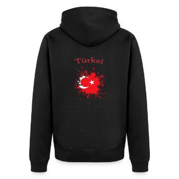 Türkei - Unisex Premium Bio Zip Hoodie - Schwarz - Hinten - Nico (187cm)