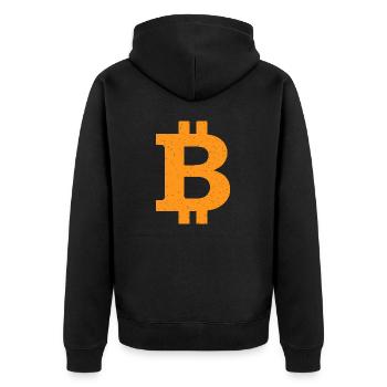 Look rétro Bitcoin - Conception de crypto pour les fans - Veste à capuche bio Premium Unisexe - noir - Dos - Nico (187cm)
