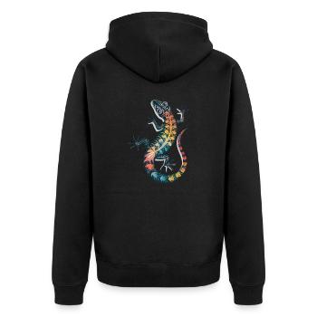 GECKO - Unisex Premium Bio Zip Hoodie - Schwarz - Hinten - Nico (187cm)