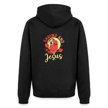 Shrimp And Jesus Shrimp Lover Seafood - Unisex Premium Organic Zip Hoodie - black - Back - Nico (187cm)