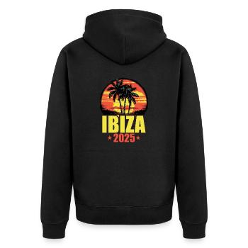 Ibiza 2025 Vacances Palmiers Coloré - Veste à capuche bio Premium Unisexe - noir - Dos - Nico (187cm)