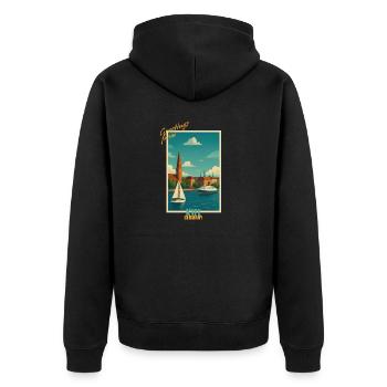 Kiel Vintage Illustration de Voyage - Allemagne - Veste à capuche bio Premium Unisexe - noir - Dos - Nico (187cm)