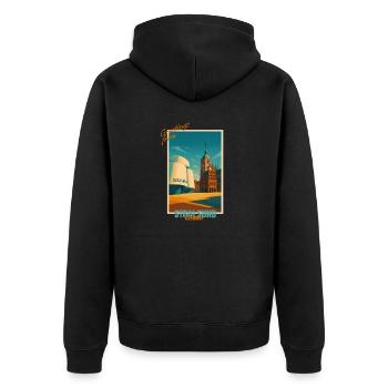 Stralsund Vintage Travel Illustration - Germany - Unisex Premium Organic Zip Hoodie - black - Back - Nico (187cm)