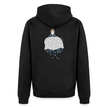 BrustTasche (Frau-Holle-Edition) - Unisex Premium Organic Zip Hoodie - black - Back - Nico (187cm)