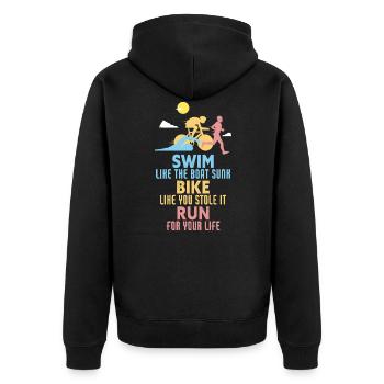 Triathlon Swim Bike Run Retro Triathlete - Unisex Premium Organic Zip Hoodie - black - Back - Nico (187cm)