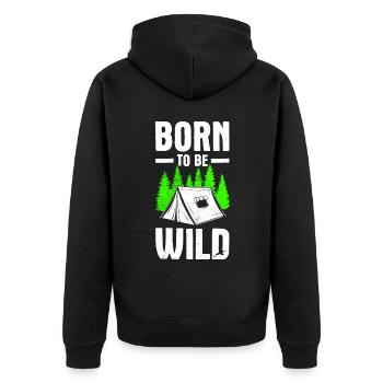 Born to be Wld - Unisex Premium Bio Zip Hoodie - Schwarz - Hinten - Nico (187cm)