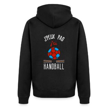 J peux pas j ai handball - Veste à capuche bio Premium Unisexe - noir - Dos - Nico (187cm)