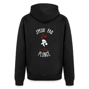 Ich kann nicht, ich bin getaucht - Unisex Premium Bio Zip Hoodie - Schwarz - Hinten - Nico (187cm)