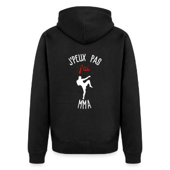 Ich kann nicht, ich habe MMA - Unisex Premium Bio Zip Hoodie - Schwarz - Hinten - Nico (187cm)