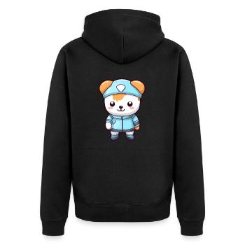 Cat and dog in winter clothes, cozy - Unisex Premium Organic Zip Hoodie - black - Back - Nico (187cm)