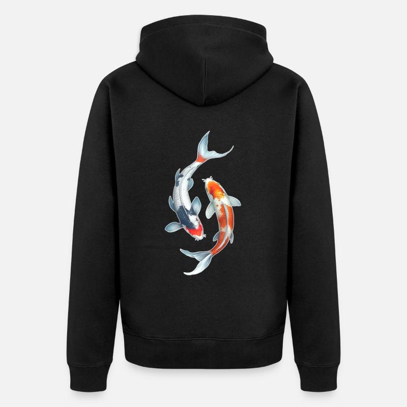 carpa koi - Felpa con cappuccio ecologica premium unisex - nero