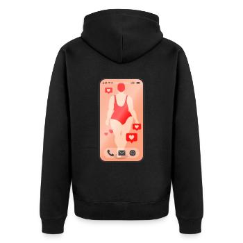 Handy Frau Smartphone Geschenk - Unisex Premium Bio Zip Hoodie - Schwarz - Hinten - Nico (187cm)