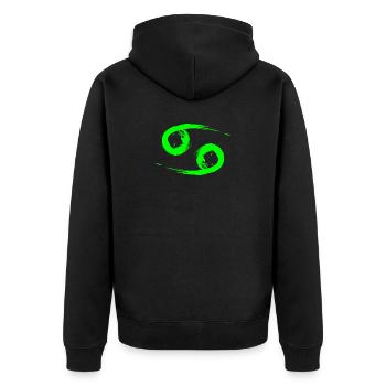 Krebs Cancer Sternzeichen Design Symbol Grün - Unisex Premium Bio Zip Hoodie - Schwarz - Hinten - Nico (187cm)