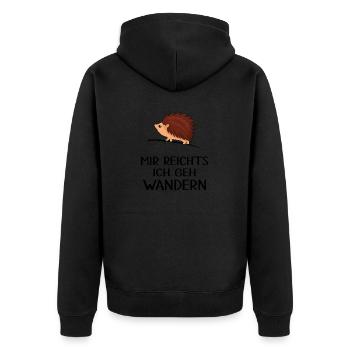 Wandern Wanderstock servus alpin Bergwandern - Unisex Premium Bio Zip Hoodie - Schwarz - Hinten - Nico (187cm)