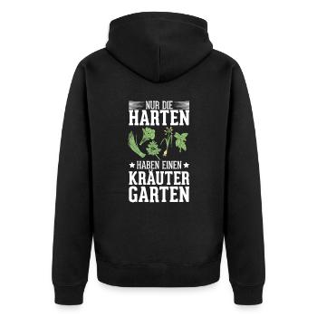 Die Harten Haben Kräutergarten Gartenarbeit - Unisex Premium Bio Zip Hoodie - Schwarz - Hinten - Nico (187cm)