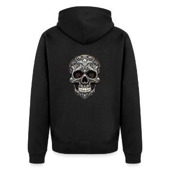 Goth gothique Totenkopf Horreur Crâne Ornement - Veste à capuche bio Premium Unisexe - noir - Dos - Nico (187cm)
