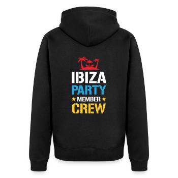 Ibiza Party Crew - Unisex Premium Organic Zip Hoodie - black - Back - Nico (187cm)