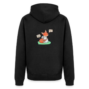 Where fox and hare say 'good night' - Unisex Premium Organic Zip Hoodie - black - Back - Nico (187cm)