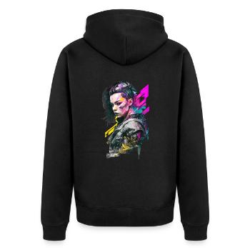 No105 - Unisex Premium Bio Zip Hoodie - Schwarz - Hinten - Nico (187cm)