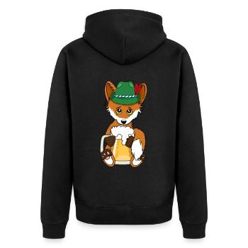 Fox with Beer - Bayern Hut Tracht Volksfest - Unisex Premium Organic Zip Hoodie - black - Back - Nico (187cm)