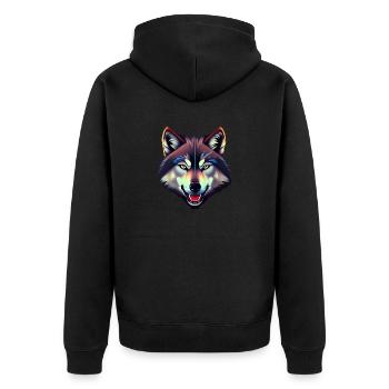 wolf - Unisex Premium Organic Zip Hoodie - black - Back - Nico (187cm)