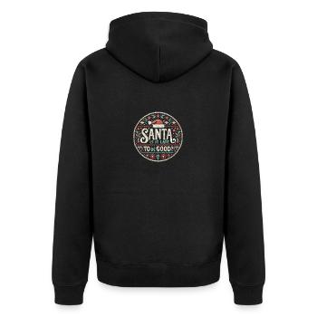 Santa is it Late to be Good? - Unisex Premium Organic Zip Hoodie - black - Back - Nico (187cm)