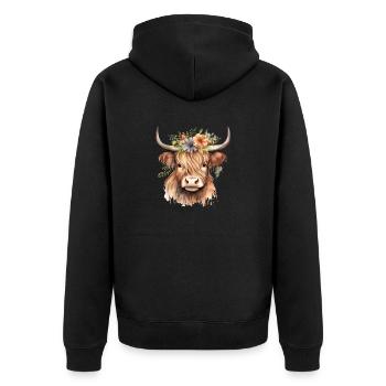 Personalised Scottish Highland Cow Farm Animal - Unisex Premium Organic Zip Hoodie - black - Back - Nico (187cm)