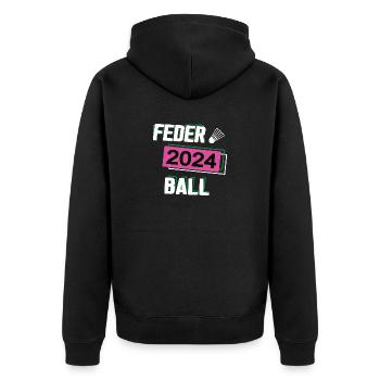 Federball 2024 Federballerin Federballspiel Spiel - Unisex Premium Bio Zip Hoodie - Schwarz - Hinten - Nico (187cm)
