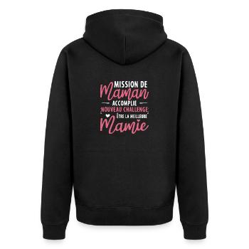 Mission de maman accomplie mamie annonce grossesse - Veste à capuche bio Premium Unisexe - noir - Dos - Nico (187cm)