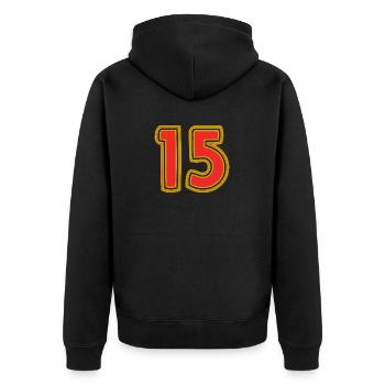 15. 15 ANS. 15e ANNIVERSAIRE. ANNIVERSAIRE 15 ANS. - Veste à capuche bio Premium Unisexe - noir - Dos - Nico (187cm)