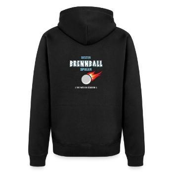 Bester Brennball Spieler Brennballer Teamsport - Unisex Premium Bio Zip Hoodie - Schwarz - Hinten - Nico (187cm)