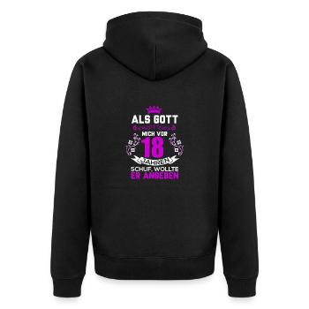 18 geburtstag - Unisex Premium Bio Zip Hoodie - Schwarz - Hinten - Nico (187cm)