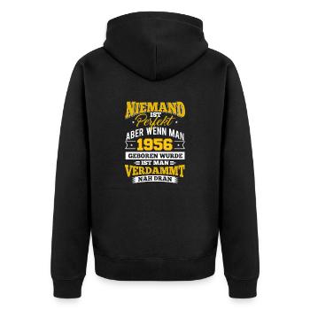 1956 Geburtsjahr Geburtstag Geburt geboren - Unisex Premium Bio Zip Hoodie - Schwarz - Hinten - Nico (187cm)