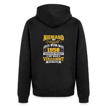 1958 Geburtsjahr Geburtstag Geburt geboren - Unisex Premium Bio Zip Hoodie - Schwarz - Hinten - Nico (187cm)