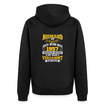 1957 Geburtsjahr Geburtstag Geburt geboren - Unisex Premium Bio Zip Hoodie - Schwarz - Hinten - Nico (187cm)