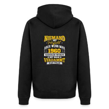 1960 Geburtsjahr Geburtstag Geburt geboren - Unisex Premium Bio Zip Hoodie - Schwarz - Hinten - Nico (187cm)