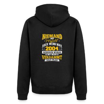 2004 Geburtsjahr Geburtstag Geburt geboren - Unisex Premium Bio Zip Hoodie - Schwarz - Hinten - Nico (187cm)