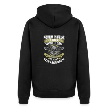 Jahrgang 1985 - Unisex Premium Bio Zip Hoodie - Schwarz - Hinten - Nico (187cm)