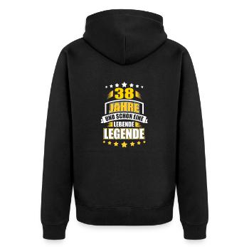 38 - Unisex Premium Bio Zip Hoodie - Schwarz - Hinten - Nico (187cm)