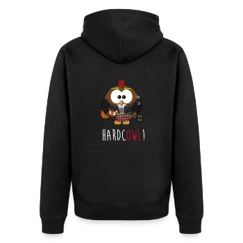 Süße Eule! Hardcowl! Owl lustig funny witzig cute - Unisex Premium Bio Zip Hoodie - Schwarz - Hinten - Nico (187cm)