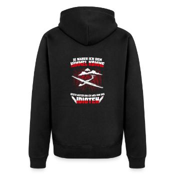 Flieger je näher ich dem Himmel komme - Unisex Premium Bio Zip Hoodie - Schwarz - Hinten - Nico (187cm)