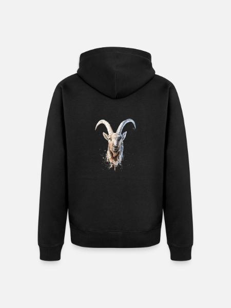 Steinbock - Unisex Premium Bio Zip Hoodie - Schwarz