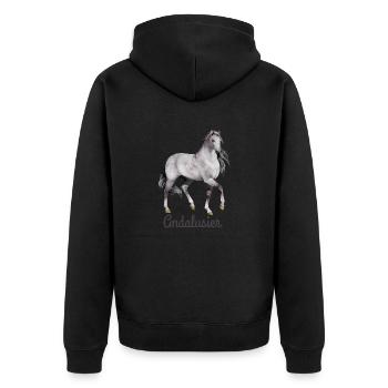 Andalusier - Unisex Premium Bio Zip Hoodie - Schwarz - Hinten - Nico (187cm)