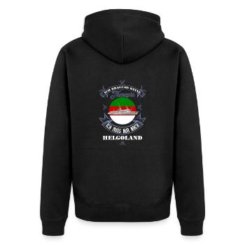 Helgoland mit der MS Helgoland in Farbe - Unisex Premium Bio Zip Hoodie - Schwarz - Hinten - Nico (187cm)
