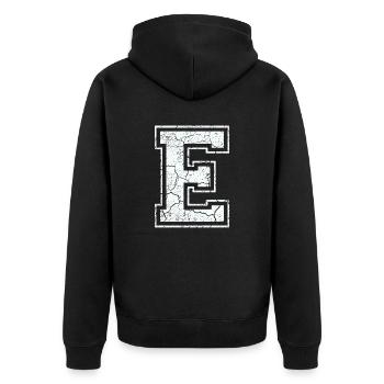Letter S in white in the used look - Unisex Premium Organic Zip Hoodie - black - Back - Nico (187cm)