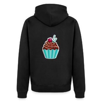 Cupcake - Muffin - Donut - Eis - Schokolade - DD - Unisex Premium Bio Zip Hoodie - Schwarz - Hinten - Nico (187cm)
